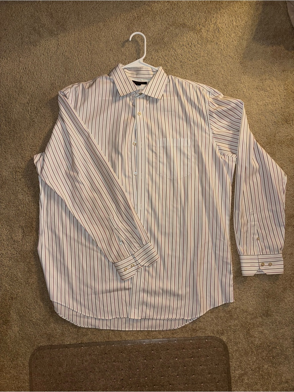 Banana Republic White Dress Shirt with Multicolor Thin Stripes